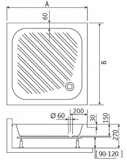 Акриловый поддон для душа RGW Acrylic B/CL-S 90x90 16180199-51 схема 5