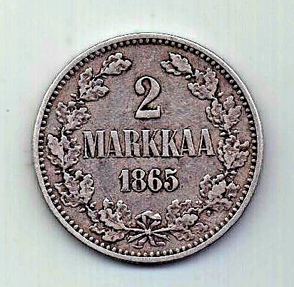 2 марки 1865 Финляндия Редкий год Российская Империя XF