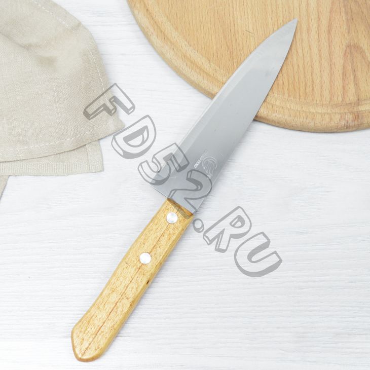 Нож кухонный с деревянной ручкой 6", лезвие 15,5см