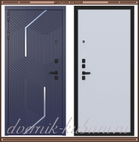 Входная металлическая дверь ЦЕФЕЙ Холст сапфировый + вставки из нержавеющей стали / Серый эмалит 85 мм Россия