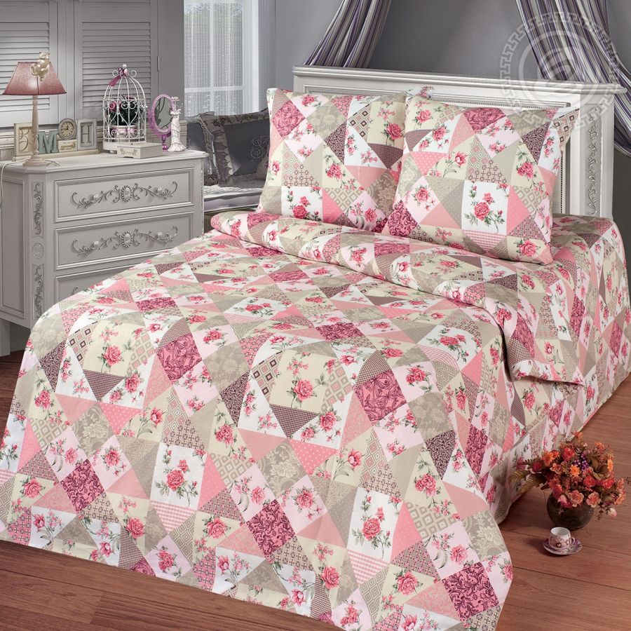 «Лоскутная мозаика розовый» постельное белье Бязь 2-х спальный
