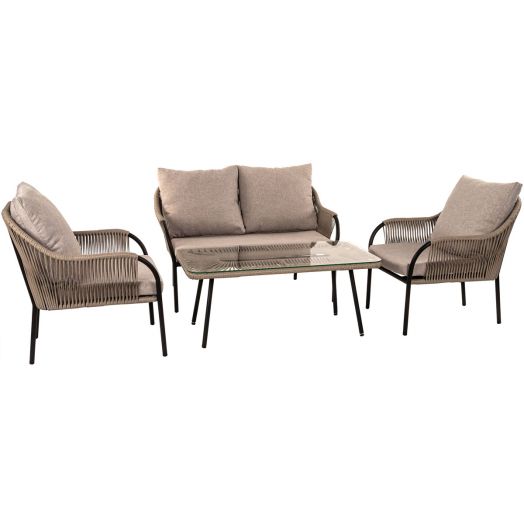 Комплект мебели NUAR (диван, 2 кресла, стол журнальный. Экоротанг эрба стейпл графит)