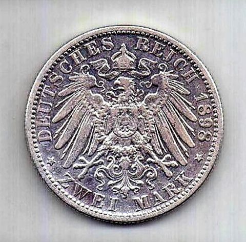 2 марки 1898 Вюртемберг AUNC Редкий год