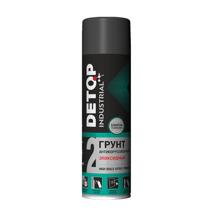 Detop High Bild Epoxy Primer Грунт эпоксидный толстослойный №2, название цвета "Серый", объем аэрозольного баллона 650мл.