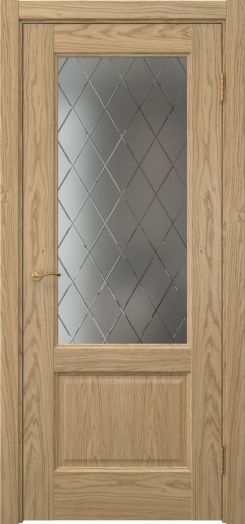 Межкомнатная дверь Vetus 1.2 натуральный шпон дуба, матовое стекло с гравировкой