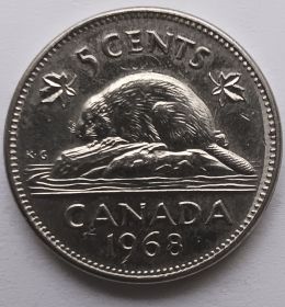 Королева Елизавета II 5 центов Канада 1968