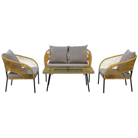 Комплект садовой мебели LUNA лаунж (2 кресла, диван 2-местн, стол журнальный) (Грано)