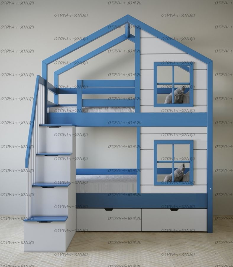 Кровать двухъярусная домик Roof Corner Style №5N2