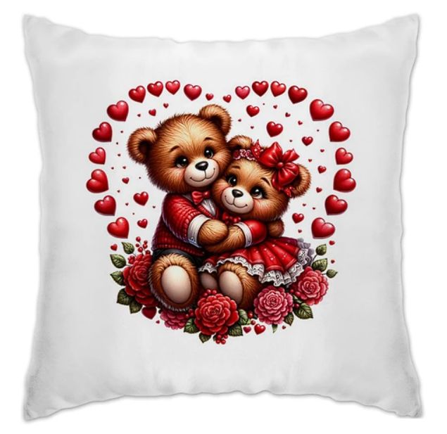 Декоративная интерьерная подушка 30*30 см Влюблённые медвежата, подарок на 8 марта, на день рождения, для любимой
