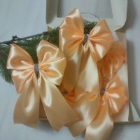 Елочное украшение, набор бантики на елку 6 шт, персиковый нежный цвет