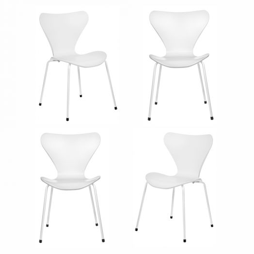Комплект из 4-х стульев Seven Style белый с белыми 
ножками