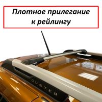 Багажник на рейлинги Renault Duster 2021-..., Lux Hunter, серебристый, крыловидные аэродуги