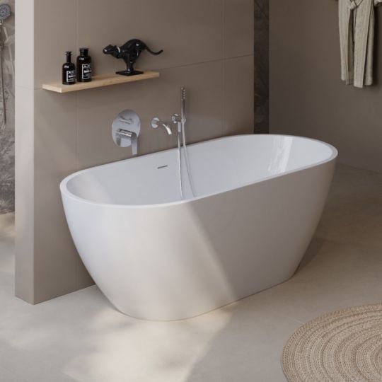 Отдельностоящая акриловая ванна UNO в комплекте со сливом-переливом BelBagno BB701-1400-720-K схема 2