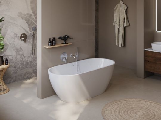 Отдельностоящая акриловая ванна UNO в комплекте со сливом-переливом BelBagno BB701-1400-720-K схема 3
