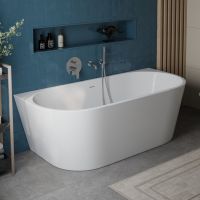 Пристенная акриловая ванна в комплекте со сливом-переливом BelBagno BB710-1400-750 схема 1