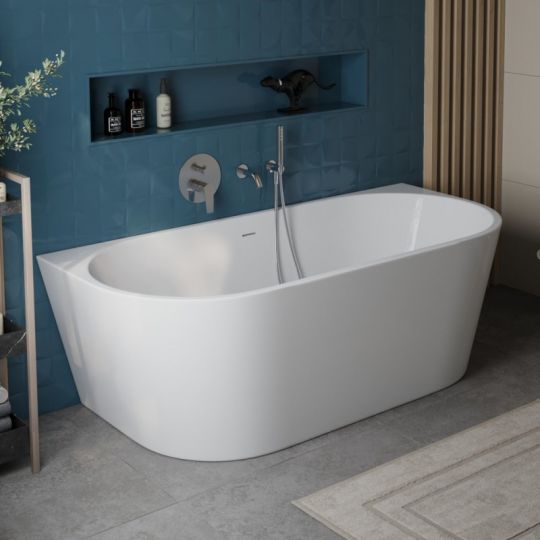 Фото Пристенная акриловая ванна в комплекте со сливом-переливом BelBagno BB710-1400-750