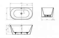 Пристенная акриловая ванна в комплекте со сливом-переливом BelBagno BB710-1400-750 схема 7
