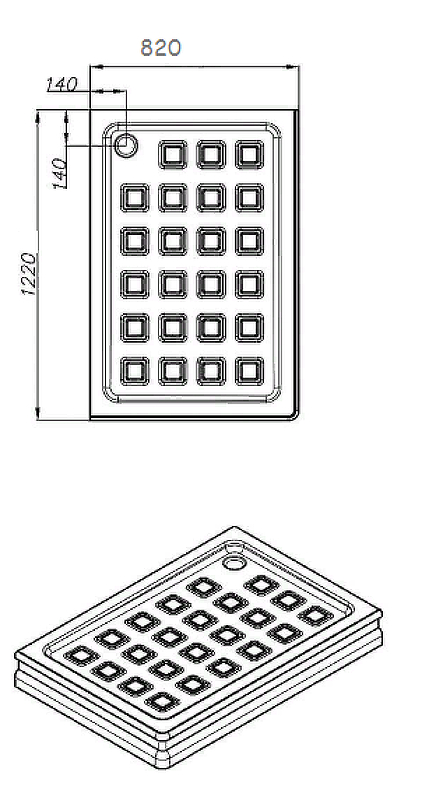 Душевой поддон из стеклокомпозита Migliore 122х82 DX 27605 схема 2