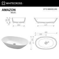 Белая матовая раковина WHITECROSS Amazon 60x35 схема 6