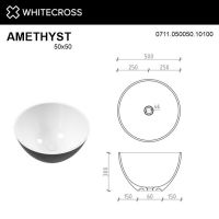 Раковина WHITECROSS Amethyst D=50 (черный/белый глянец) схема 4