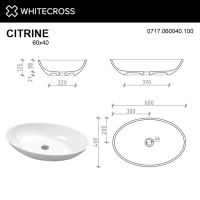 Белая глянцевая раковина WHITECROSS Citrine 60x40 схема 8