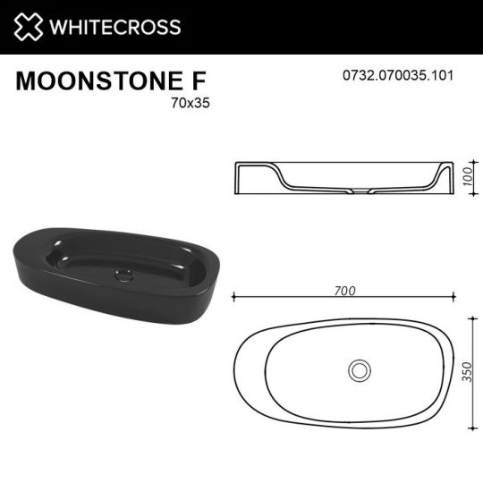 Глянцевая черная раковина WHITECROSS Moonstone F 70x35 схема 4