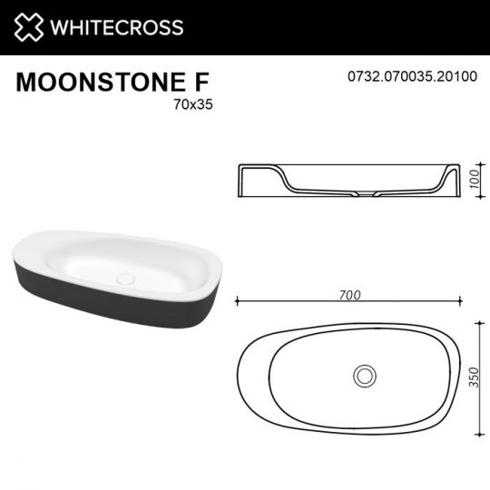 Раковина WHITECROSS Moonstone F 70x35 (черный/белый мат) ФОТО