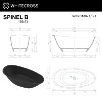Овальная ванна WHITECROSS Spinel B 155x73 0210.155073 из камня схема 18