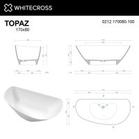 Асимметричная ванна WHITECROSS Topaz 170x80 0212.170080 из искусственного камня схема 14