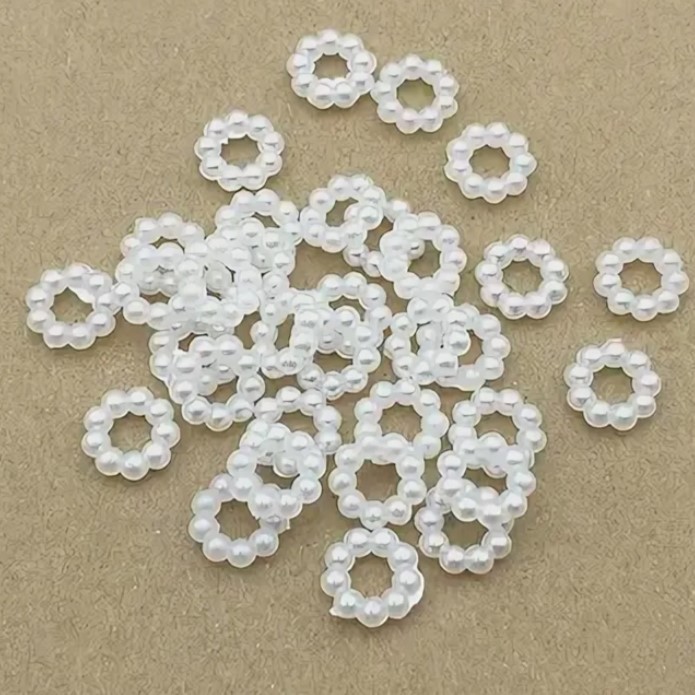 Декор Кольцо перламутровое акрил цвет белый 10 штук в упаковке Разные размеры (СК.43)