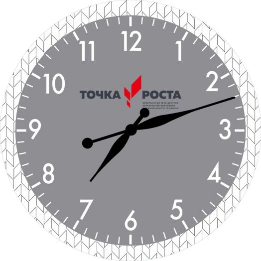 Часы настенные с логотипом "Точка Роста" (серый циферблат, прозрачный обод)
