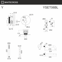 Душевая система с изливом скрытого монтажа WHITECROSS Y YSET06BL черный матовый схема 3