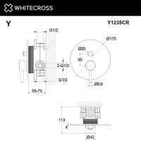 Смеситель для душа скрытого монтажа WHITECROSS Y Y1235CR хром схема 3