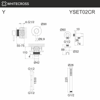 Встраиваемая душевая система WHITECROSS Y YSET02CR хром схема 3