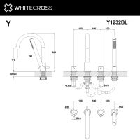 Смеситель для ванны на 4 отверстия WHITECROSS Y Y1232BL черный схема 3