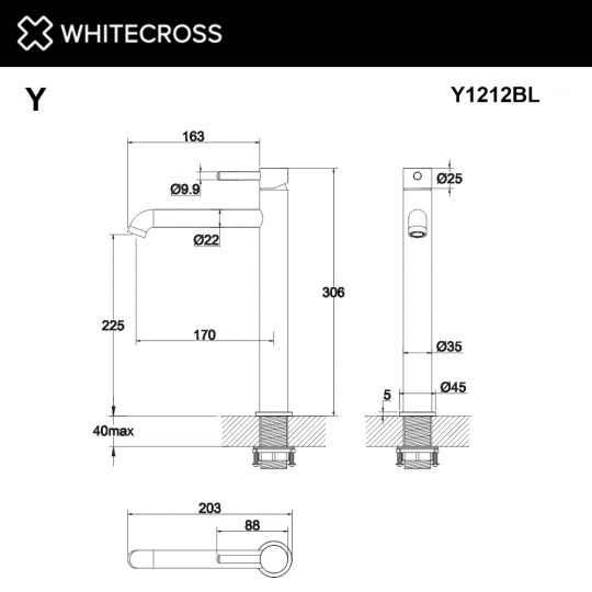 Смеситель для раковины WHITECROSS Y Y1212BL черный ФОТО