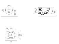 Унитаз подвесной безободковый GSI MODO 981611 520 мм х 370 мм, белый глянцевый схема 3