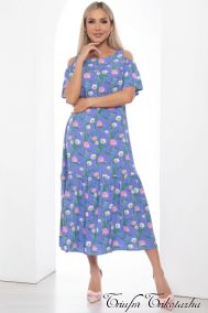 Платье "Марианна" (синее/цветы) П8852