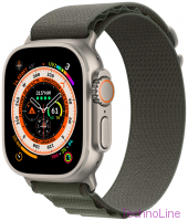 Apple Watch Ultra 49 мм Titanium Case GPS титановый/зеленый Alpine Loop (M)