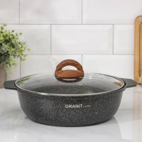 Кастрюля-жаровня Granit ultra original, 3 л, стеклянная крышка, антипригарное покрытие, цвет чёрный