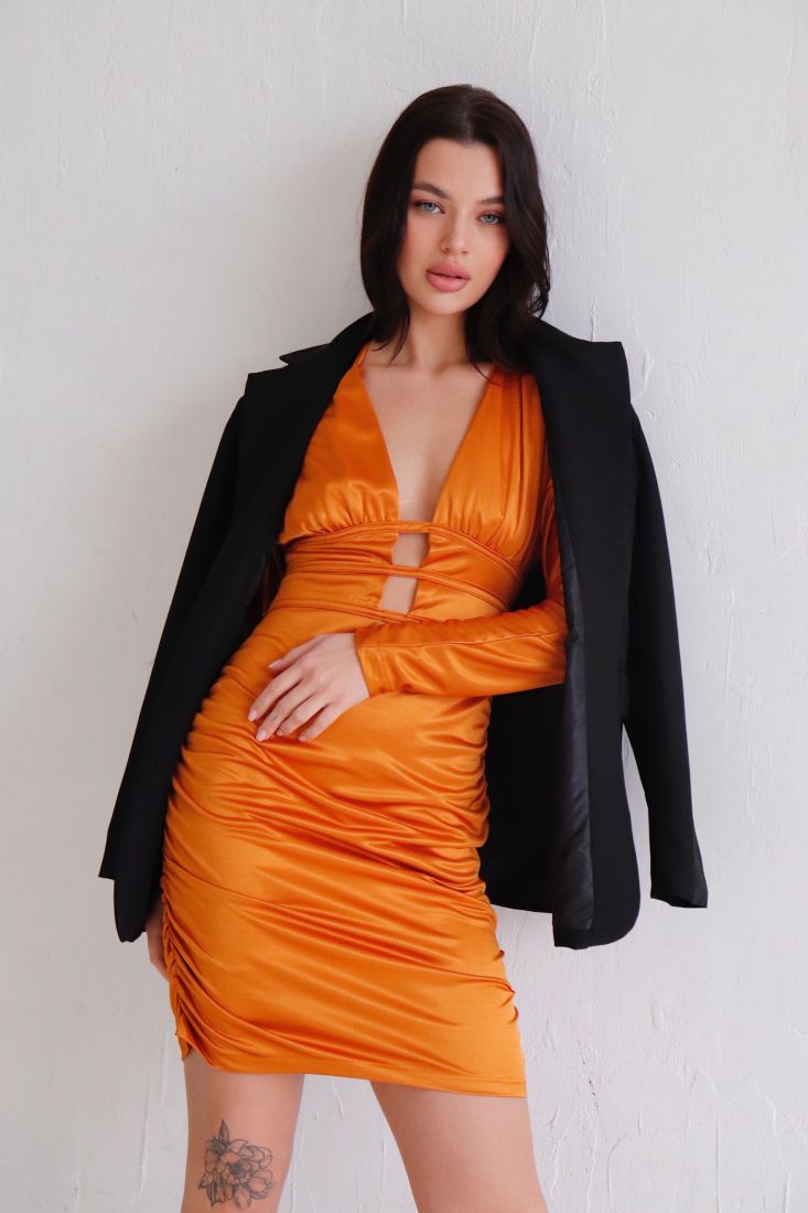 11438 Платье вечернее золотисто-оранжевое (остаток: 40, 42, 44, 46, 48)