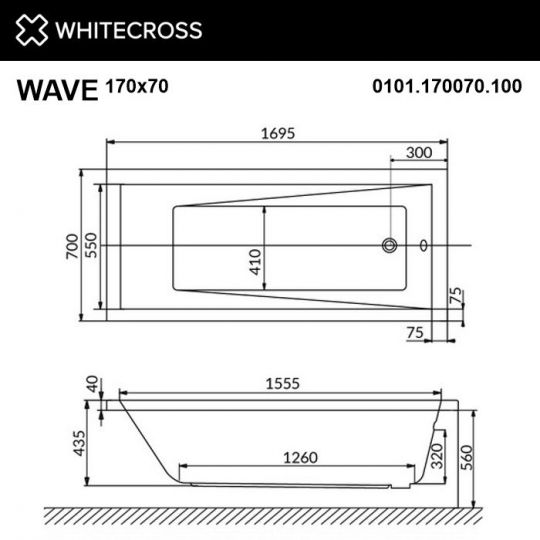 Прямоугольная ванна WHITECROSS Wave 170x70 ФОТО