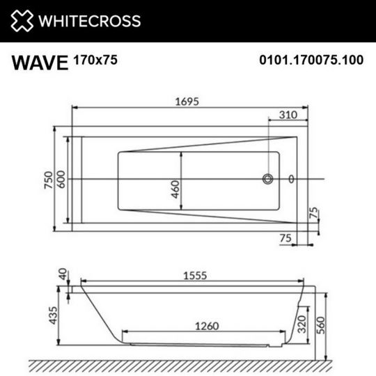Ванна WHITECROSS Wave 170x75 схема 24