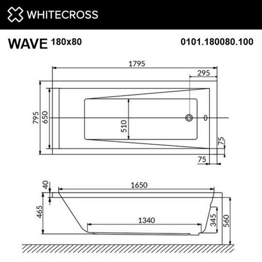 Ванна WHITECROSS Wave 180x80 схема 6