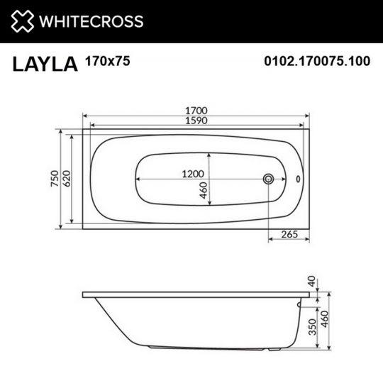 Акриловая ванна WHITECROSS Layla 170x75 ФОТО