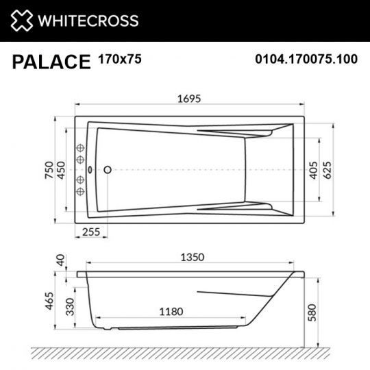 Ванна WHITECROSS Palace 170x75 схема 9