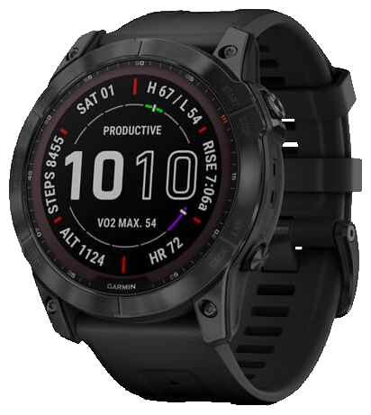 Умные часы Garmin Fenix 7X Sapphire Solar Carbon Clay Ti w / Black Silicone Band