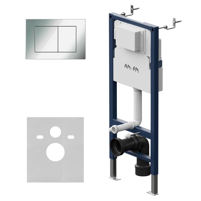 Инсталляция для подвесного унитаза AM.PM с клавишей PrimeFit S, хром глянц I012709.0251