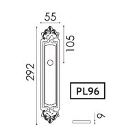Дверная ручка на планке Fratelli Cattini Farfalla WC-2 PL96 схема