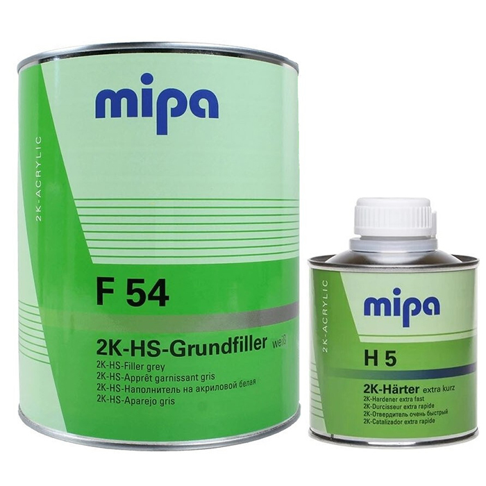 Mipa F 54 2K-HS-Grundfiller Грунт наполнитель на акриловой основе белый с отвердителем H5 2K-Harter extra kurz, объем 1л. + 250мл.